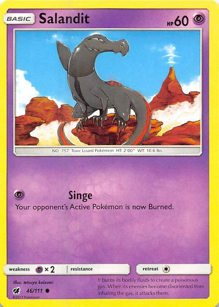 Salandit trading card from SM - Crimson Invasion Salandit - SM - Crimson Invasion Pokémon trading card