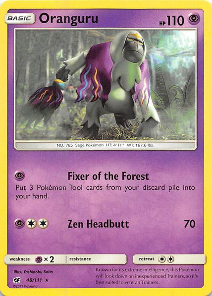 Oranguru trading card from SM - Crimson Invasion Oranguru - SM - Crimson Invasion Pokémon trading card