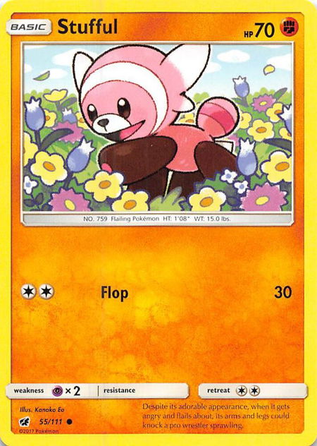 Stufful trading card from SM - Crimson Invasion Stufful - SM - Crimson Invasion Pokémon trading card