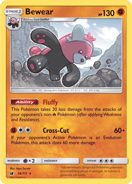 Bewear trading card from SM - Crimson Invasion Bewear - SM - Crimson Invasion Pokémon trading card
