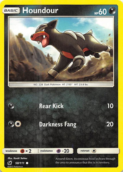 Houndour trading card from SM - Crimson Invasion Houndour - SM - Crimson Invasion Pokémon trading card