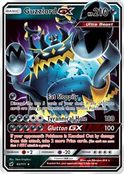 Guzzlord GX trading card from SM - Crimson Invasion Guzzlord GX - SM - Crimson Invasion Pokémon trading card