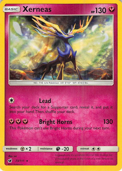 Xerneas trading card from SM - Crimson Invasion Xerneas - SM - Crimson Invasion Pokémon trading card