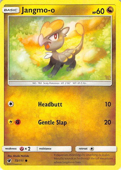 Jangmo-o trading card from SM - Crimson Invasion Jangmo-o - SM - Crimson Invasion Pokémon trading card