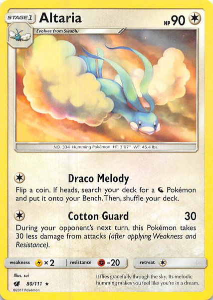 Altaria trading card from SM - Crimson Invasion Altaria - SM - Crimson Invasion Pokémon trading card