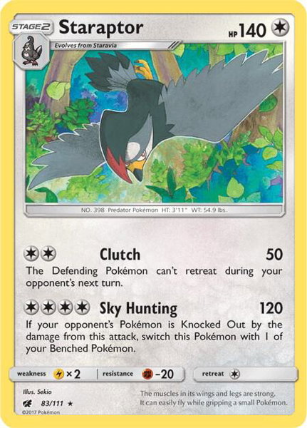 Staraptor trading card from SM - Crimson Invasion Staraptor - SM - Crimson Invasion Pokémon trading card