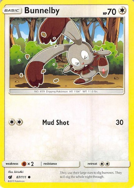 Bunnelby trading card from SM - Crimson Invasion Bunnelby - SM - Crimson Invasion Pokémon trading card