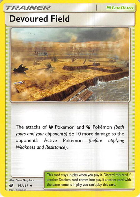 Devoured Field trading card from SM - Crimson Invasion Devoured Field - SM - Crimson Invasion Pokémon trading card