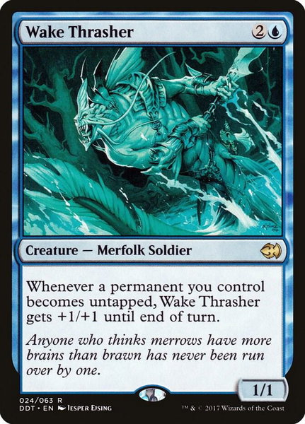 Wake Thrasher trading card from Duel Decks: Merfolk vs. Goblins Wake Thrasher - Duel Decks: Merfolk vs. Goblins Magic: The Gathering trading card