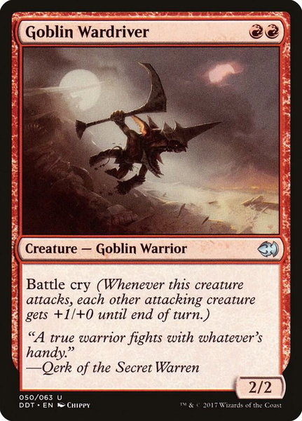 Goblin Wardriver trading card from Duel Decks: Merfolk vs. Goblins Goblin Wardriver - Duel Decks: Merfolk vs. Goblins Magic: The Gathering trading card