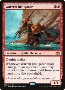 Warren Instigator - Duel Decks: Merfolk vs. Goblins (DDT) #32 - Mythic Rare Magic: The Gathering Trading Card