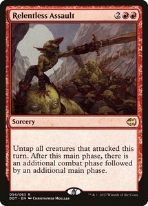 Relentless Assault - Duel Decks: Merfolk vs. Goblins (DDT) #54 - Rare Magic: The Gathering Trading Card