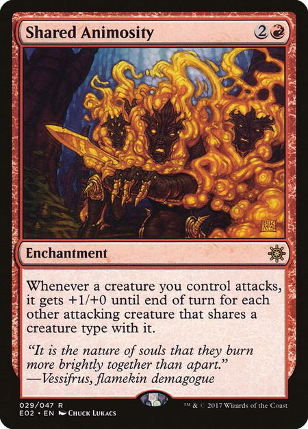 Shared Animosity trading card from Explorers of Ixalan Shared Animosity - Explorers of Ixalan Magic: The Gathering trading card