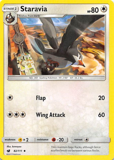 Staravia trading card from SM - Crimson Invasion Staravia - SM - Crimson Invasion Pokémon trading card