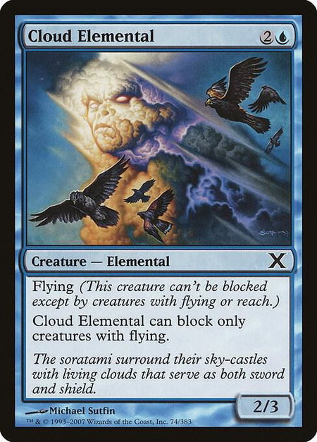 Cloud Elemental - 10th Edition Magic: The Gathering trading card