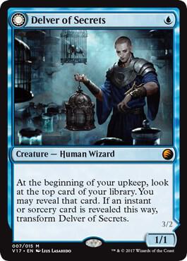 Delver of Secrets trading card from From the Vault: Transform Delver of Secrets - From the Vault: Transform Magic: The Gathering trading card
