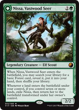 Nissa, Vastwood Seer trading card from From the Vault: Transform Nissa, Vastwood Seer - From the Vault: Transform Magic: The Gathering trading card