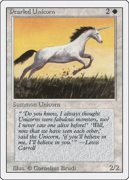 Pearled Unicorn trading card from Revised Edition Pearled Unicorn - Revised Edition Magic: The Gathering trading card