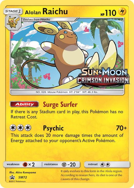 Alolan Raichu - SM72 (Prerelease) - SM Promos Pokémon trading card