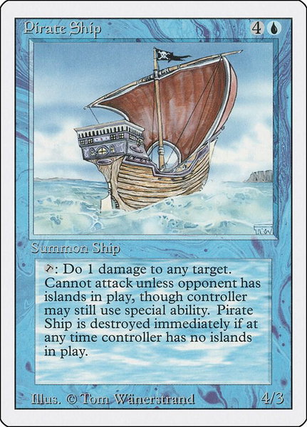 Pirate Ship trading card from Revised Edition Pirate Ship - Revised Edition Magic: The Gathering trading card