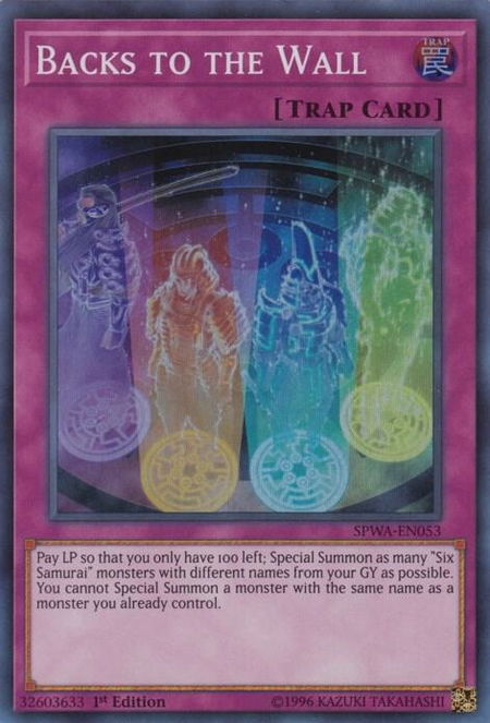 Backs to the Wall - Spirit Warriors YuGiOh trading card