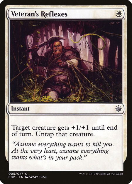 Veteran's Reflexes trading card from Explorers of Ixalan Veteran's Reflexes - Explorers of Ixalan Magic: The Gathering trading card