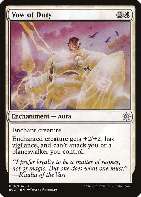 Vow of Duty trading card from Explorers of Ixalan Vow of Duty - Explorers of Ixalan Magic: The Gathering trading card