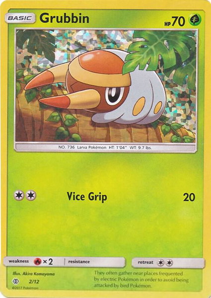 Grubbin - 2/12 trading card from McDonald's Promos 2017 Grubbin - 2/12 - McDonald's Promos 2017 Pokémon trading card