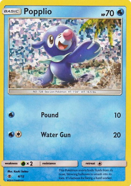 Popplio - 4/12 trading card from McDonald's Promos 2017 Popplio - 4/12 - McDonald's Promos 2017 Pokémon trading card