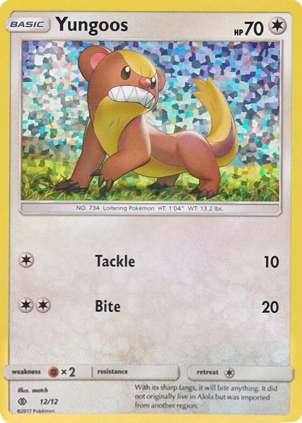 Yungoos - 12/12 trading card from McDonald's Promos 2017 Yungoos - 12/12 - McDonald's Promos 2017 Pokémon trading card