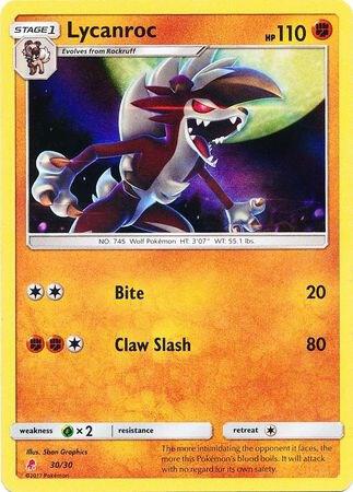 Lycanroc (#30 Holofoil) trading card from SM Trainer Kit: Lycanroc & Alolan Raichu Lycanroc (#30 Holofoil) - SM Trainer Kit: Lycanroc & Alolan Raichu Pokémon trading card
