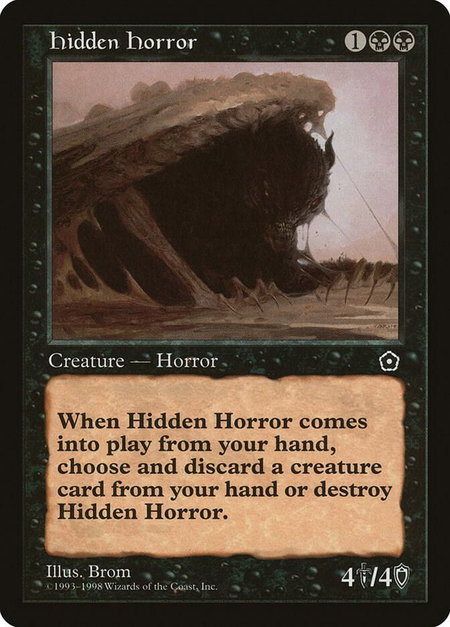 Hidden Horror - Portal Second Age Magic: The Gathering trading card