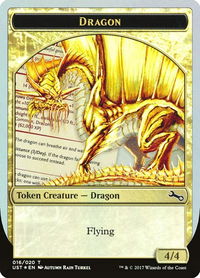 Dragon Token (Gold) - Unstable (UST) #16 - Token Magic: The Gathering Trading Card