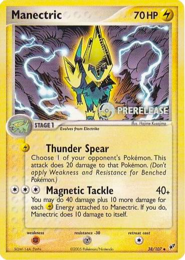 Manectric - 38/107 (Prerelease) trading card from Nintendo Promos Manectric - 38/107 (Prerelease) - Nintendo Promos Pokémon trading card