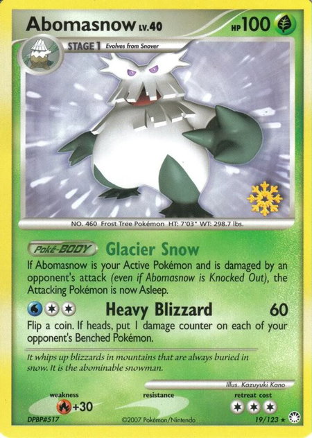 Abomasnow - 19/123 trading card from Countdown Calendar Promos Abomasnow - 19/123 - Countdown Calendar Promos Pokémon trading card