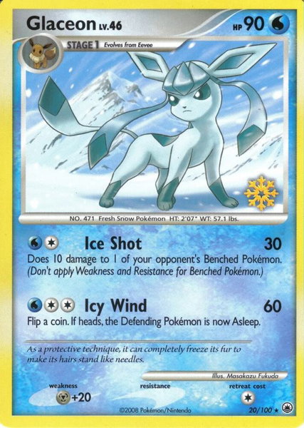 Glaceon - 20/100 trading card from Countdown Calendar Promos Glaceon - 20/100 - Countdown Calendar Promos Pokémon trading card