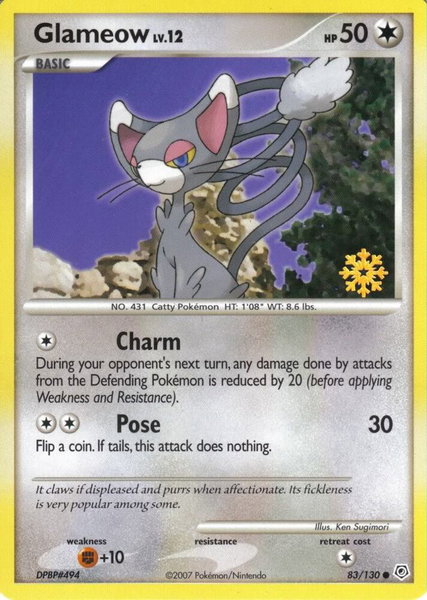 Glameow 83/130 trading card from Countdown Calendar Promos Glameow 83/130 - Countdown Calendar Promos Pokémon trading card