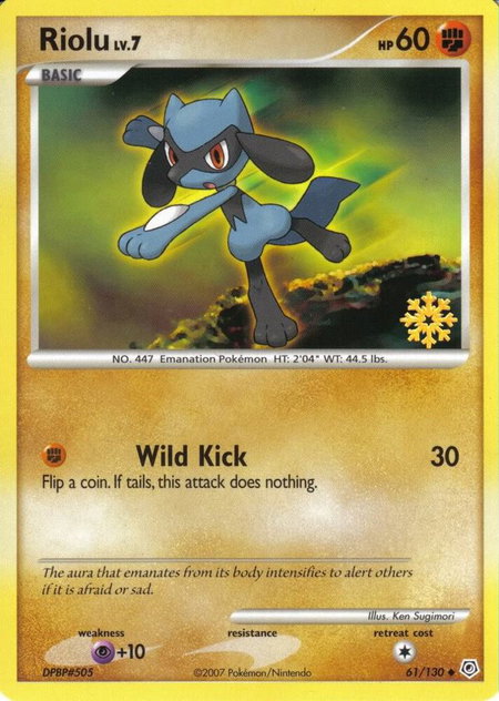 Riolu - 61/130 trading card from Countdown Calendar Promos Riolu - 61/130 - Countdown Calendar Promos Pokémon trading card
