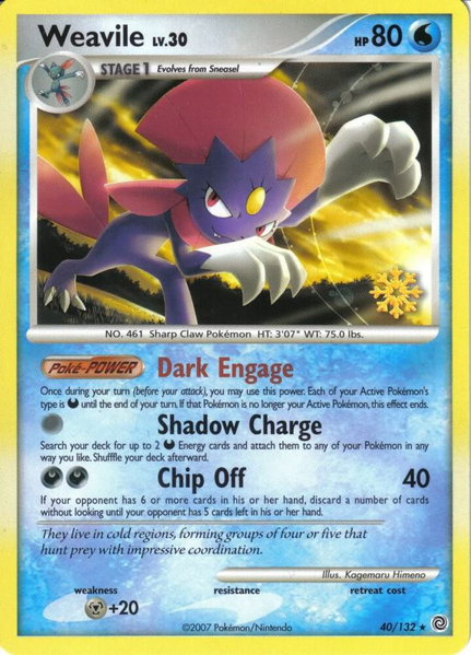 Weavile - 40/132 trading card from Countdown Calendar Promos Weavile - 40/132 - Countdown Calendar Promos Pokémon trading card