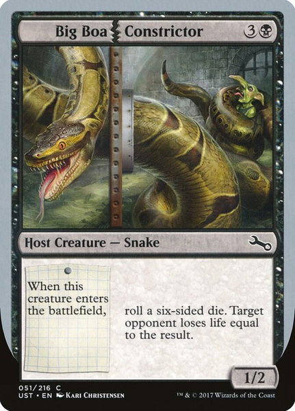 Big Boa Constrictor trading card from Unstable Big Boa Constrictor - Unstable Magic: The Gathering trading card