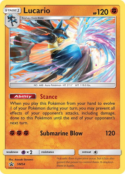 Lucario - SM54 trading card from SM Promos Lucario - SM54 - SM Promos Pokémon trading card
