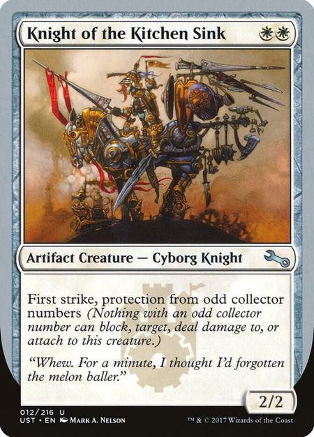 Knight of the Kitchen Sink (D) - Unstable Magic: The Gathering trading card