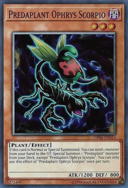 Predaplant Ophrys Scorpio trading card from OTS Tournament Pack 6 Predaplant Ophrys Scorpio - OTS Tournament Pack 6 YuGiOh trading card