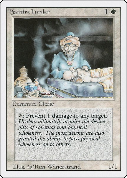 Samite Healer trading card from Revised Edition Samite Healer - Revised Edition Magic: The Gathering trading card