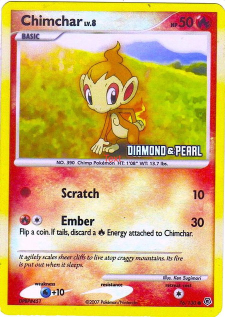 Chimchar - 76/130 [Diamond & Pearl] - Burger King Promos Pokémon trading card