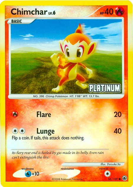 Chimchar - 56/100 [Platinum] - Burger King Promos Pokémon trading card