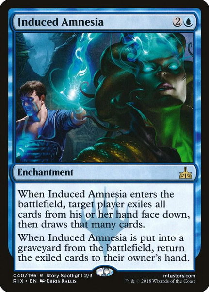 Induced Amnesia trading card from Rivals of Ixalan Induced Amnesia - Rivals of Ixalan Magic: The Gathering trading card