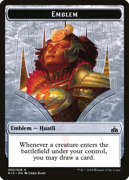 Emblem - Huatli, Radiant Champion - Rivals of Ixalan Magic: The Gathering trading card