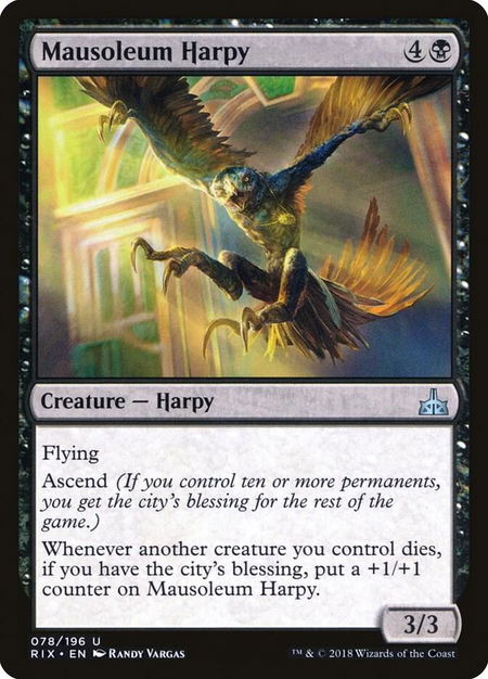 Mausoleum Harpy - Rivals of Ixalan Magic: The Gathering trading card