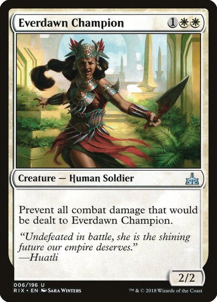Everdawn Champion trading card from Rivals of Ixalan Everdawn Champion - Rivals of Ixalan Magic: The Gathering trading card